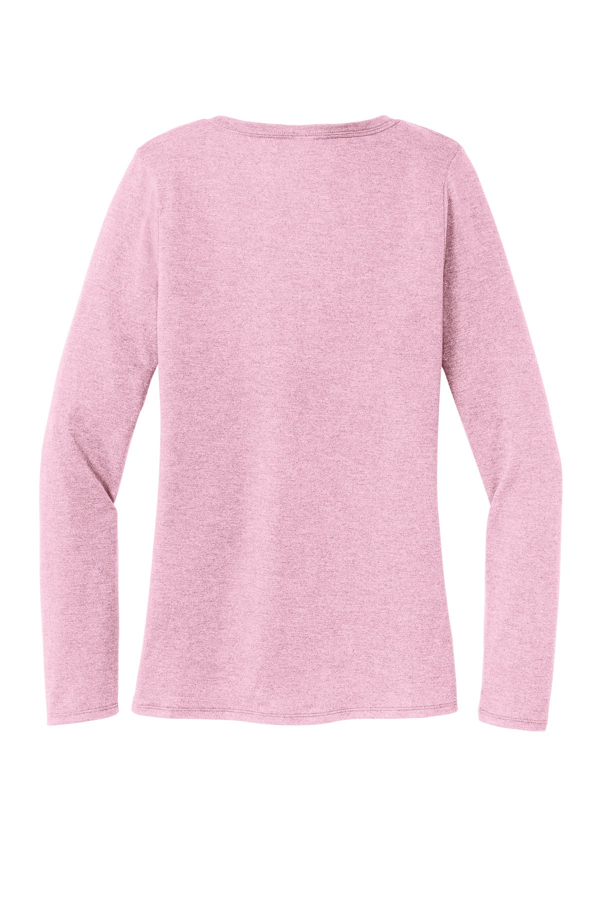 Rear View of WstriaHthr District Women's Perfect Tri Long Sleeve V-Neck Tee DT135