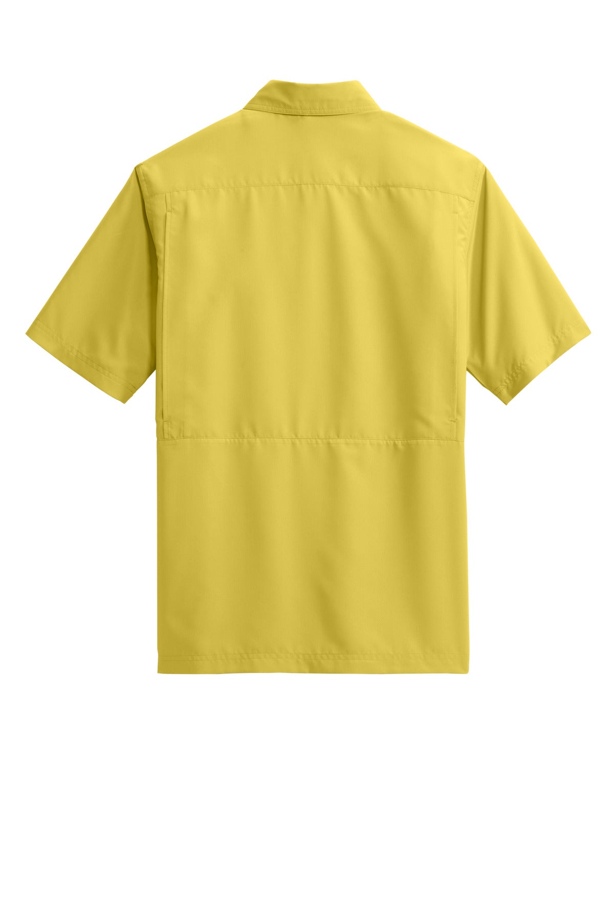 Rear View of Yellow Port Authority Short Sleeve UV Daybreak Shirt W961