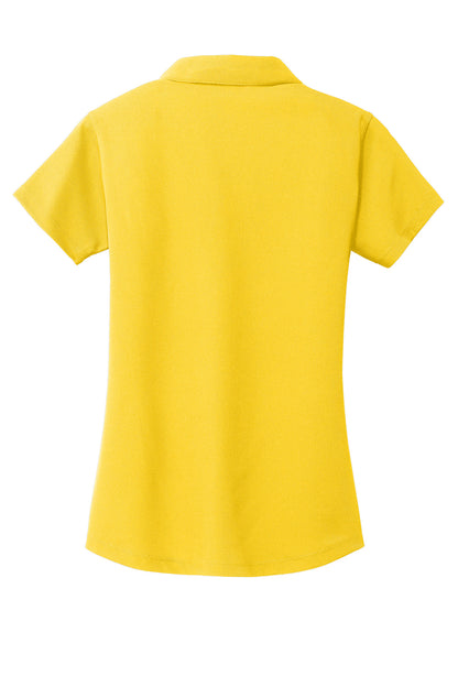 Rear View of Yellow Port Authority Women's Dry Zone Grid Polo. L572