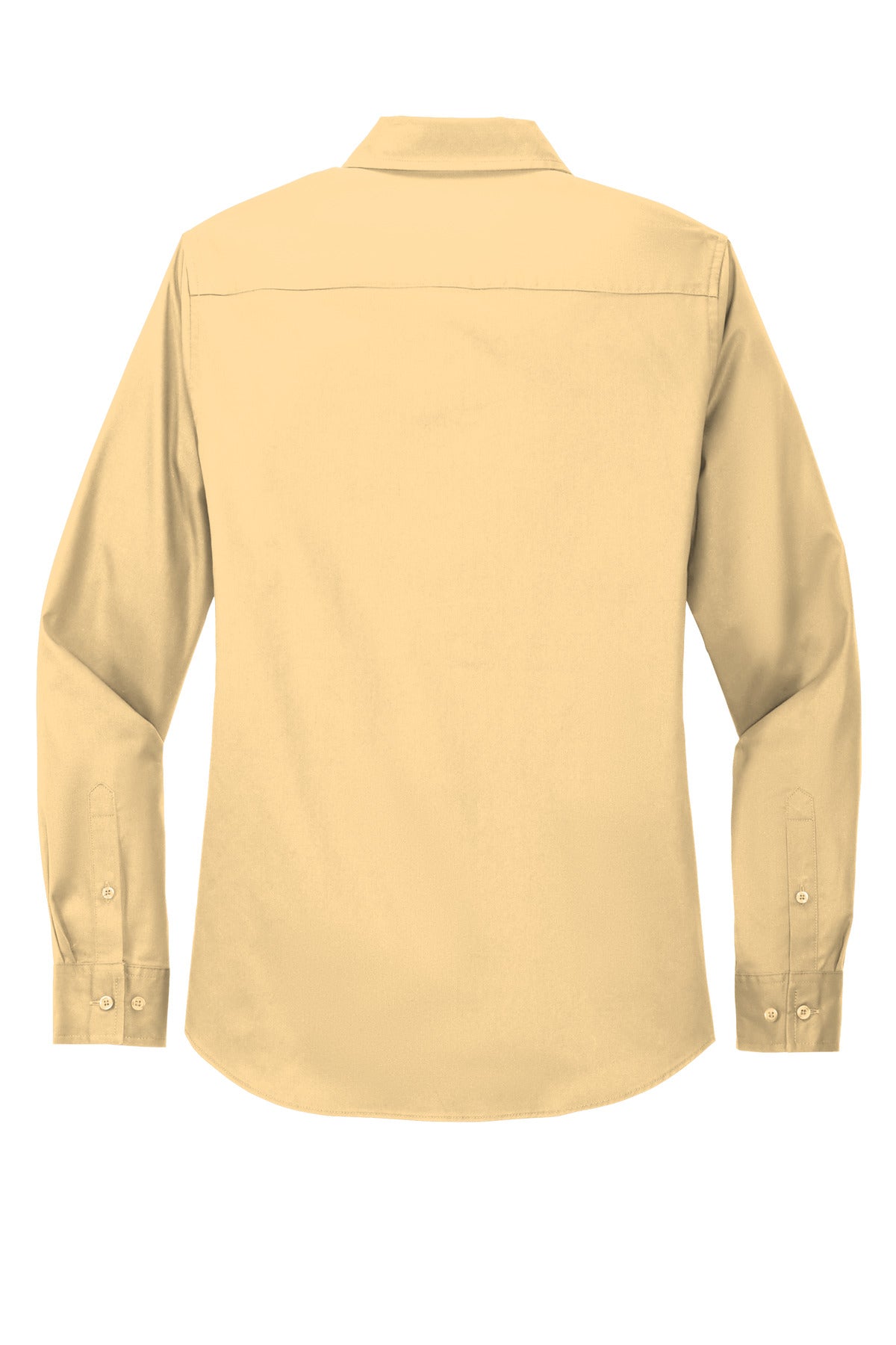 Rear View of Yellow Port Authority Women's Long Sleeve Easy Care Shirt. L608