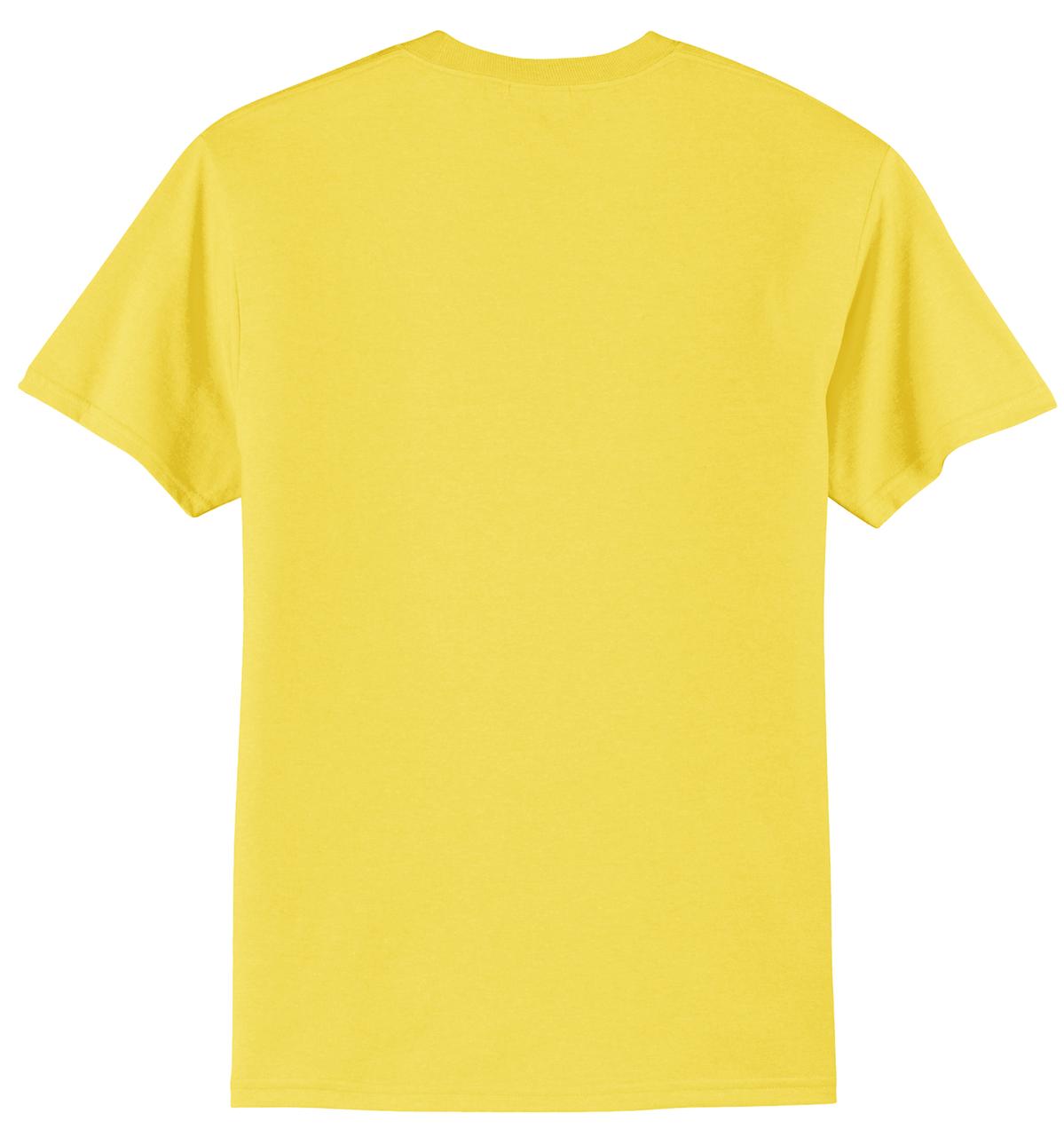 Rear View of Yellow Port & Company Tall Core Blend Tee. PC55T