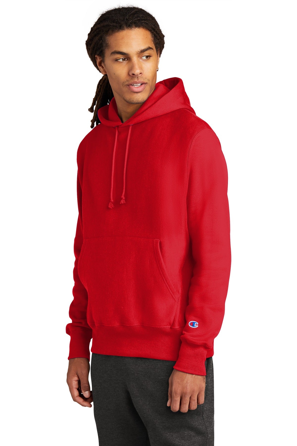 Red Champion Reverse Weave Hooded Sweatshirt S101