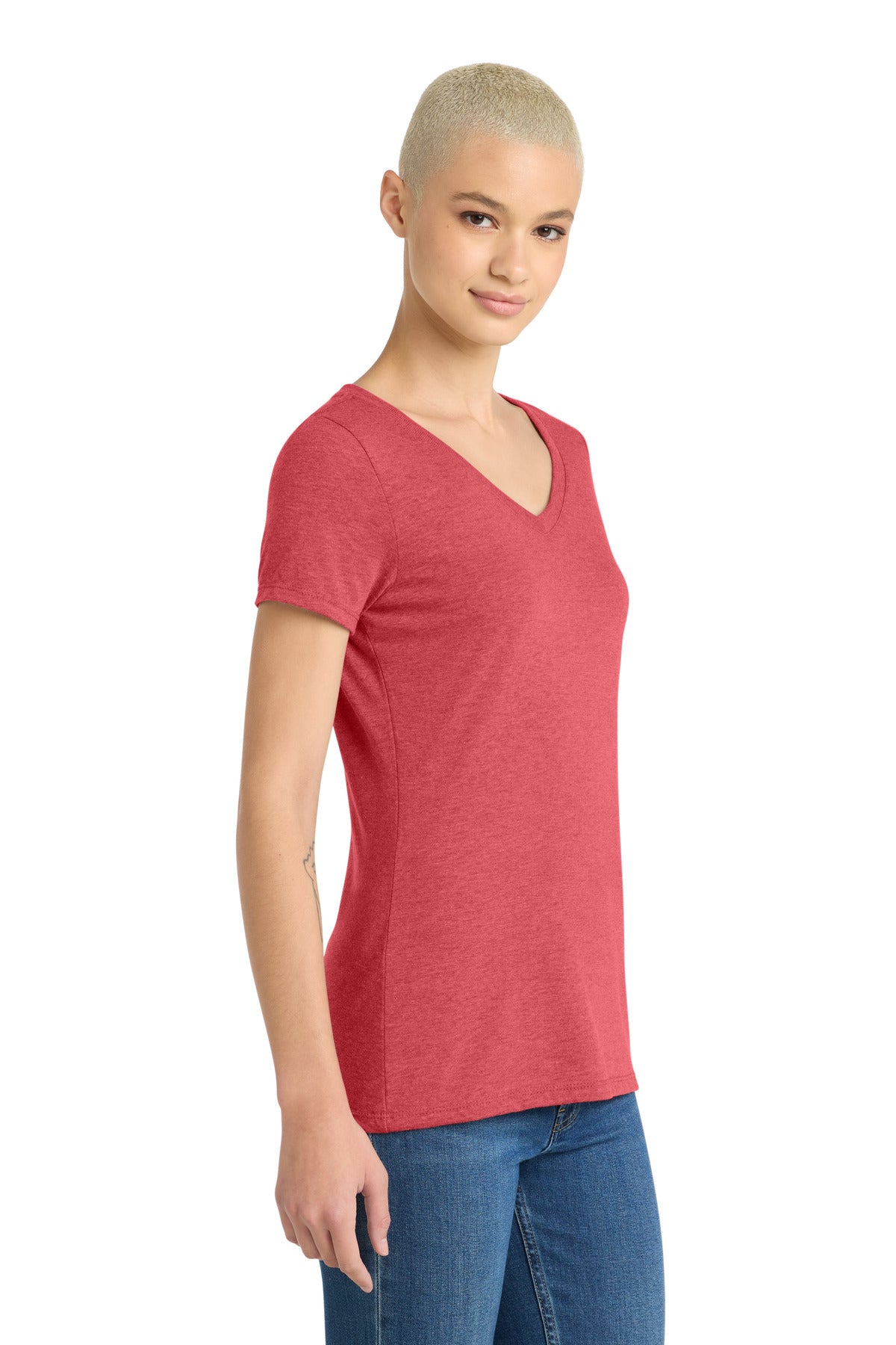 Red Frost District Women's Perfect Tri V-Neck Tee. DM1350L