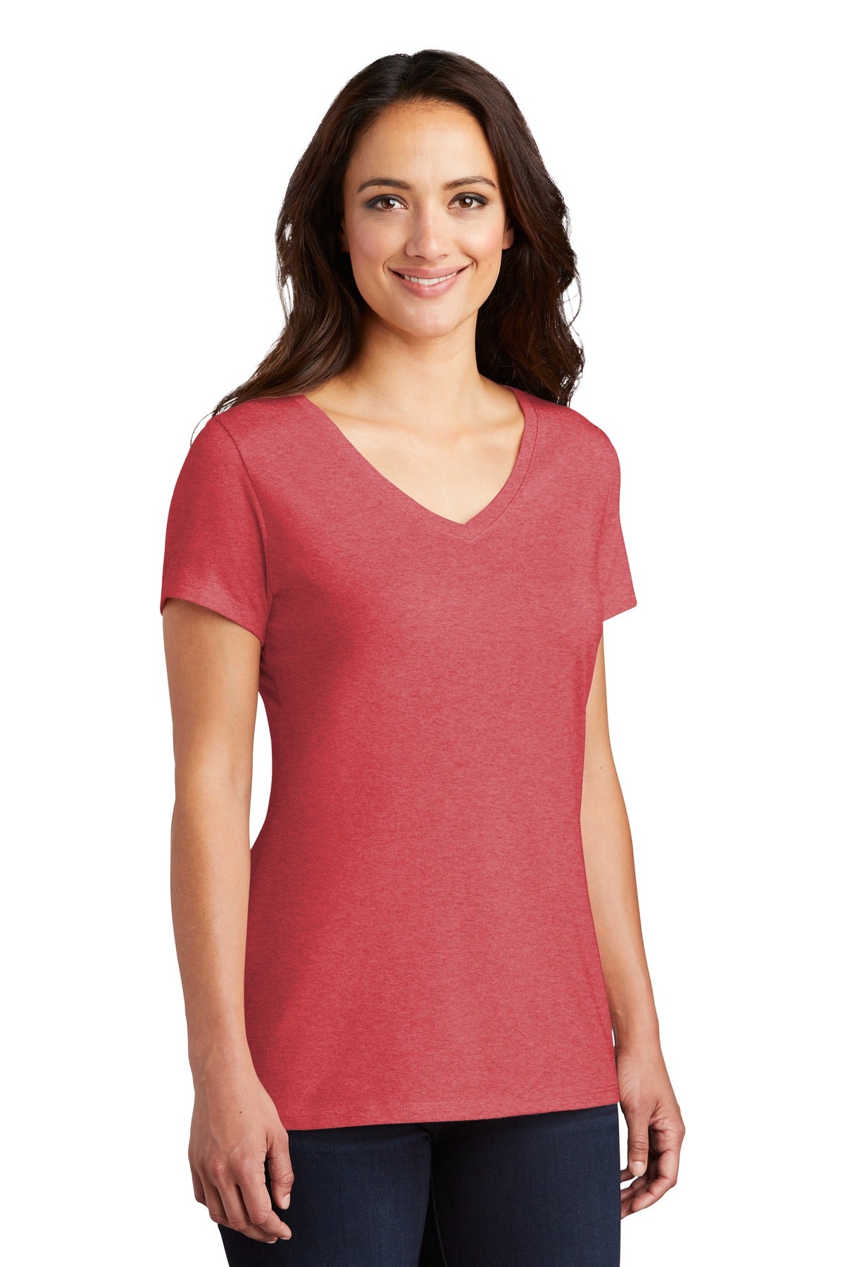 Red Frost District Women's Perfect Tri V-Neck Tee. DM1350L