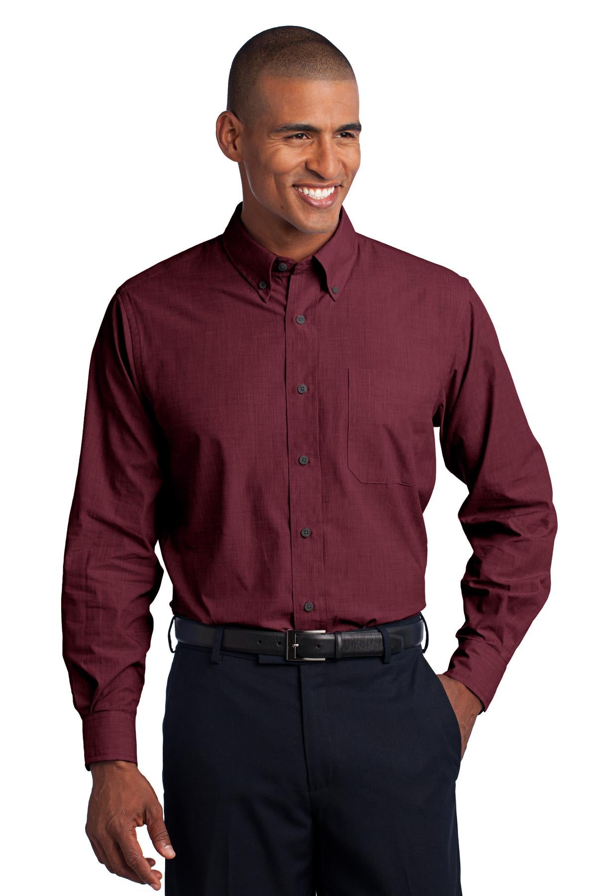 Red Oxide Port Authority Crosshatch Easy Care Shirt. S640