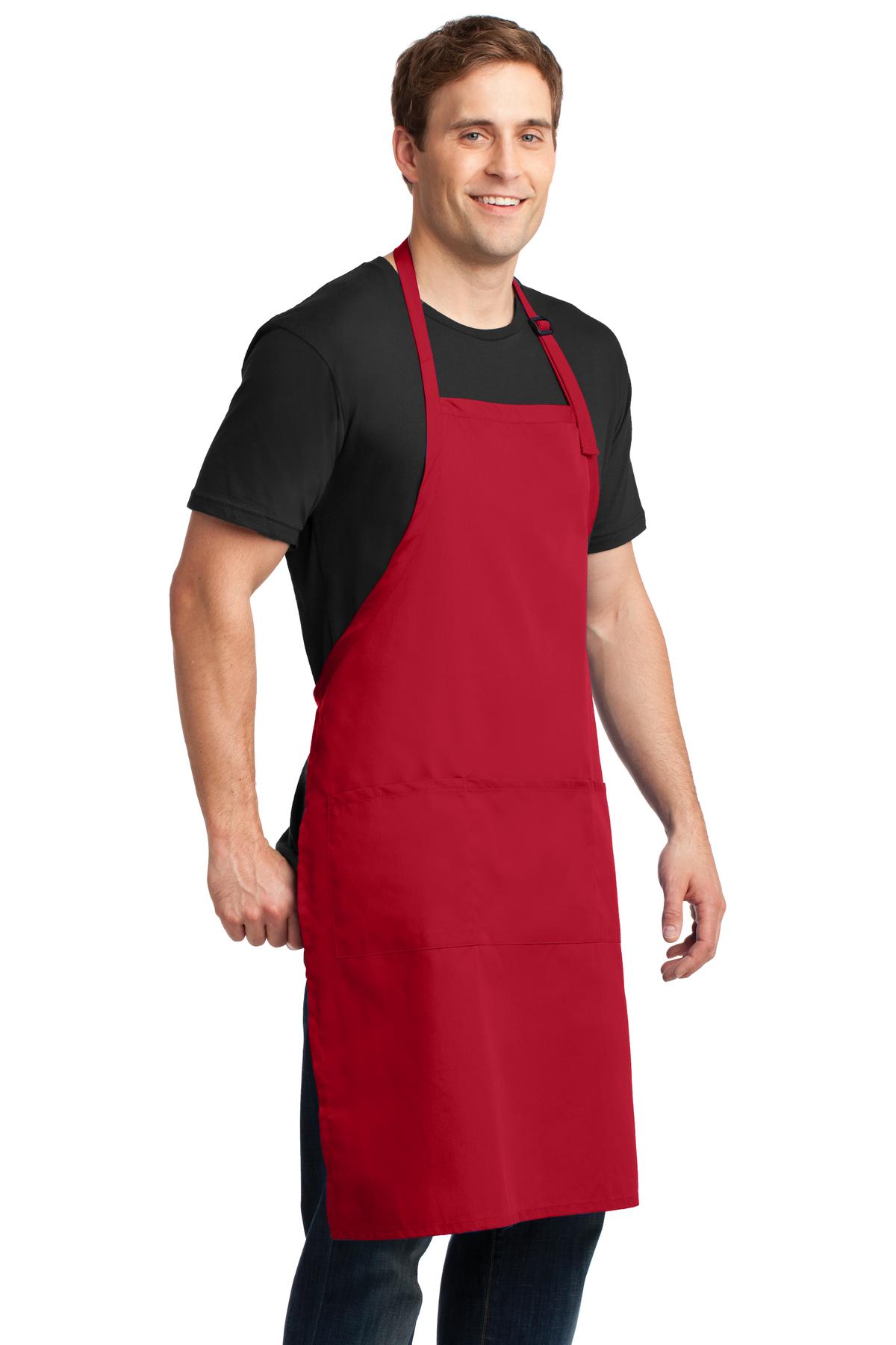 Red Port Authority Easy Care Extra Long Bib Apron with Stain Release. A700