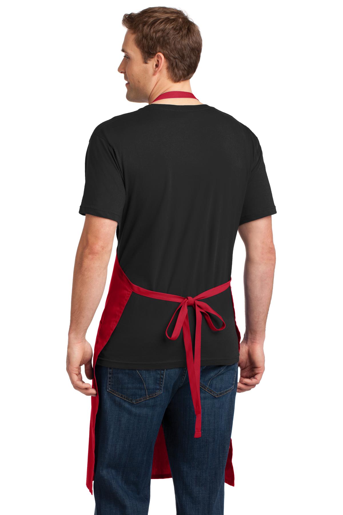 Red Port Authority Easy Care Extra Long Bib Apron with Stain Release. A700