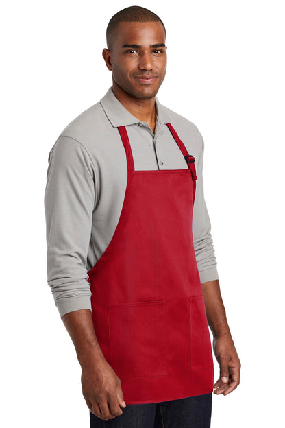 Red Port Authority Medium-Length Two-Pocket Bib Apron. A601