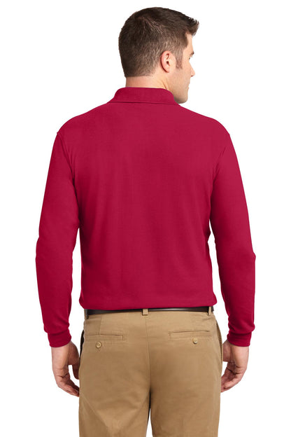 Red Port Authority Silk Touch Long Sleeve Polo. K500LS