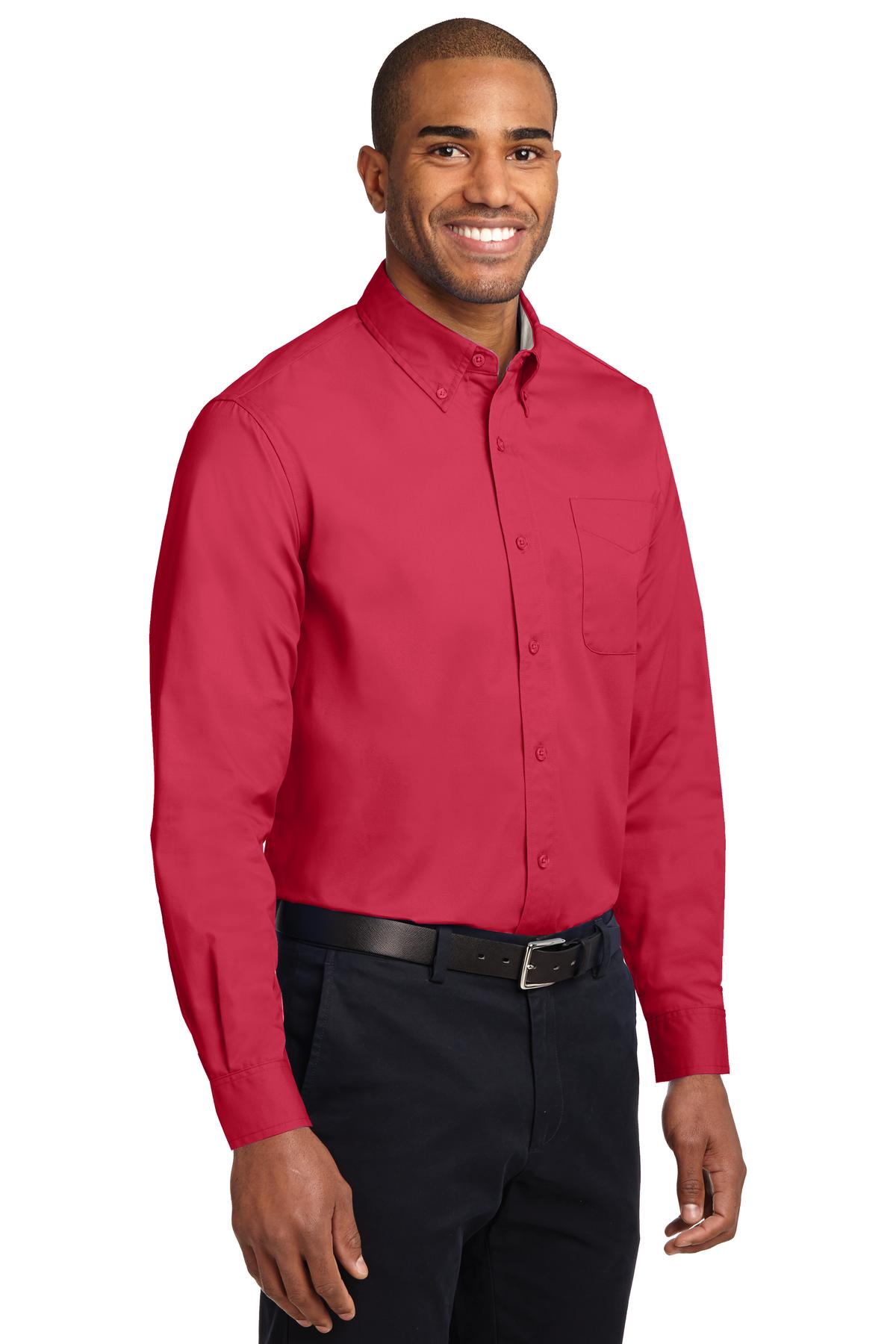 Red Port Authority Tall Long Sleeve Easy Care Shirt. TLS608