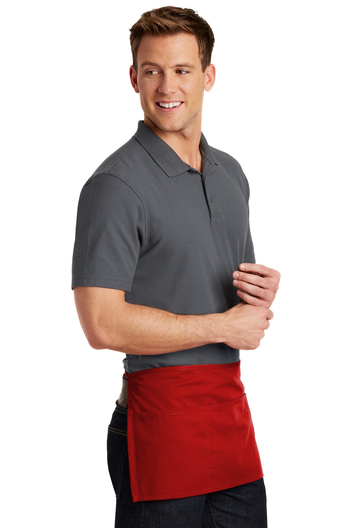 Red Port Authority Waist Apron with Pockets. A515