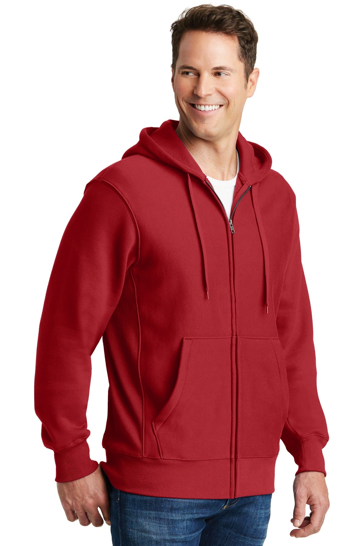 Red Sport-Tek Super Heavyweight Full-Zip Hooded Sweatshirt. F282
