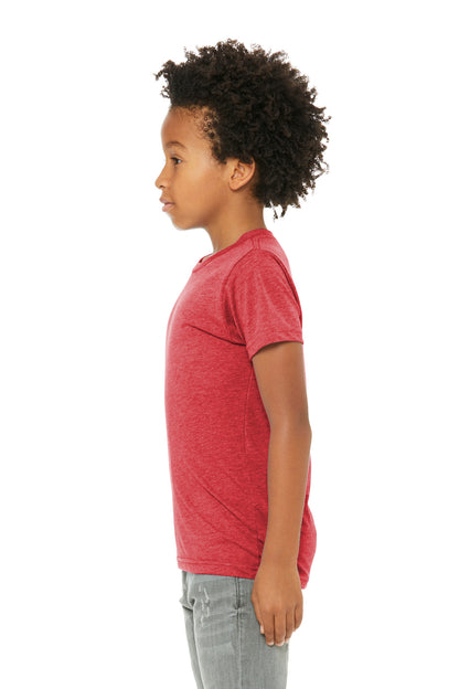 Red TB BELLA+CANVAS Youth Triblend Short Sleeve Tee. BC3413Y