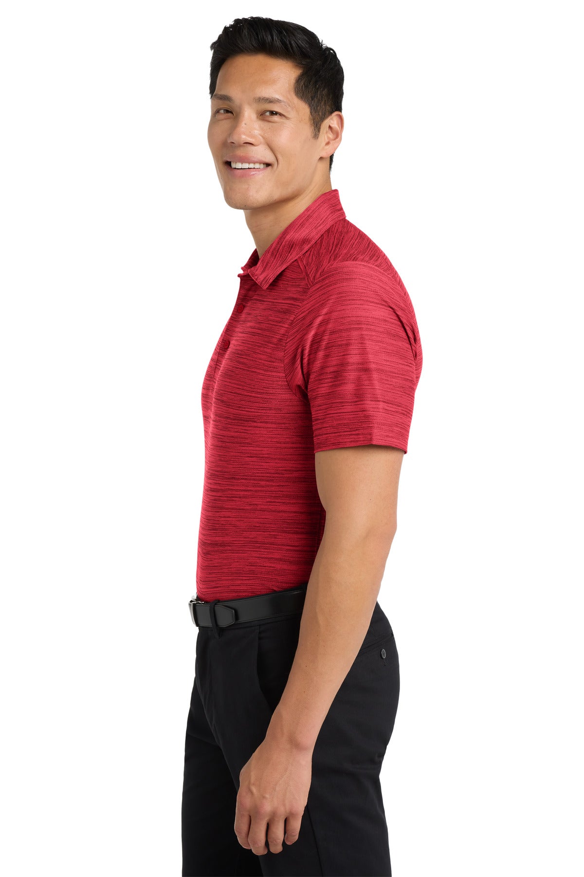 Red/Black Port Authority Stretch Heather Polo K583