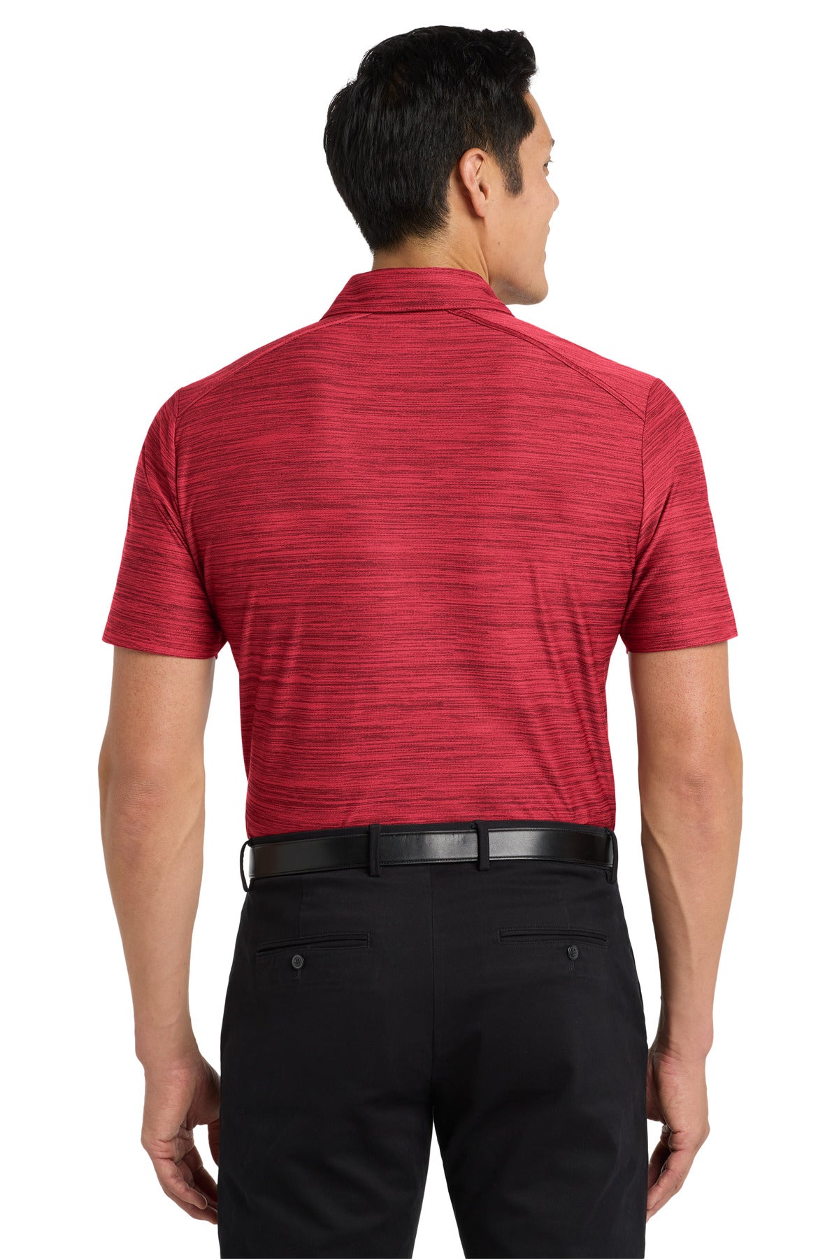 Red/Black Port Authority Stretch Heather Polo K583