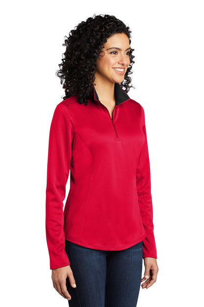 Red/Black Port Authority Women's Silk Touch Performance 1/4-Zip LK584