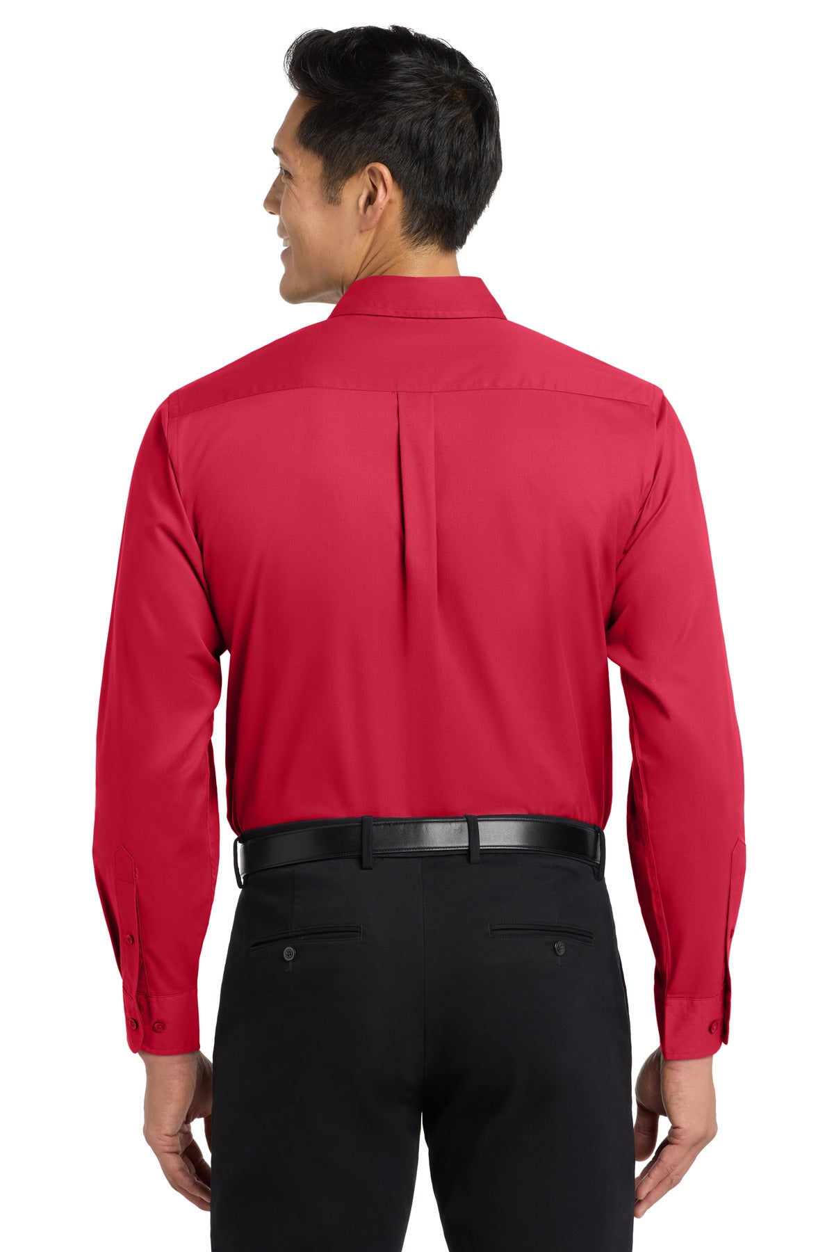 Red/Lt Stone Port Authority Extended Size Long Sleeve Easy Care Shirt S608ES
