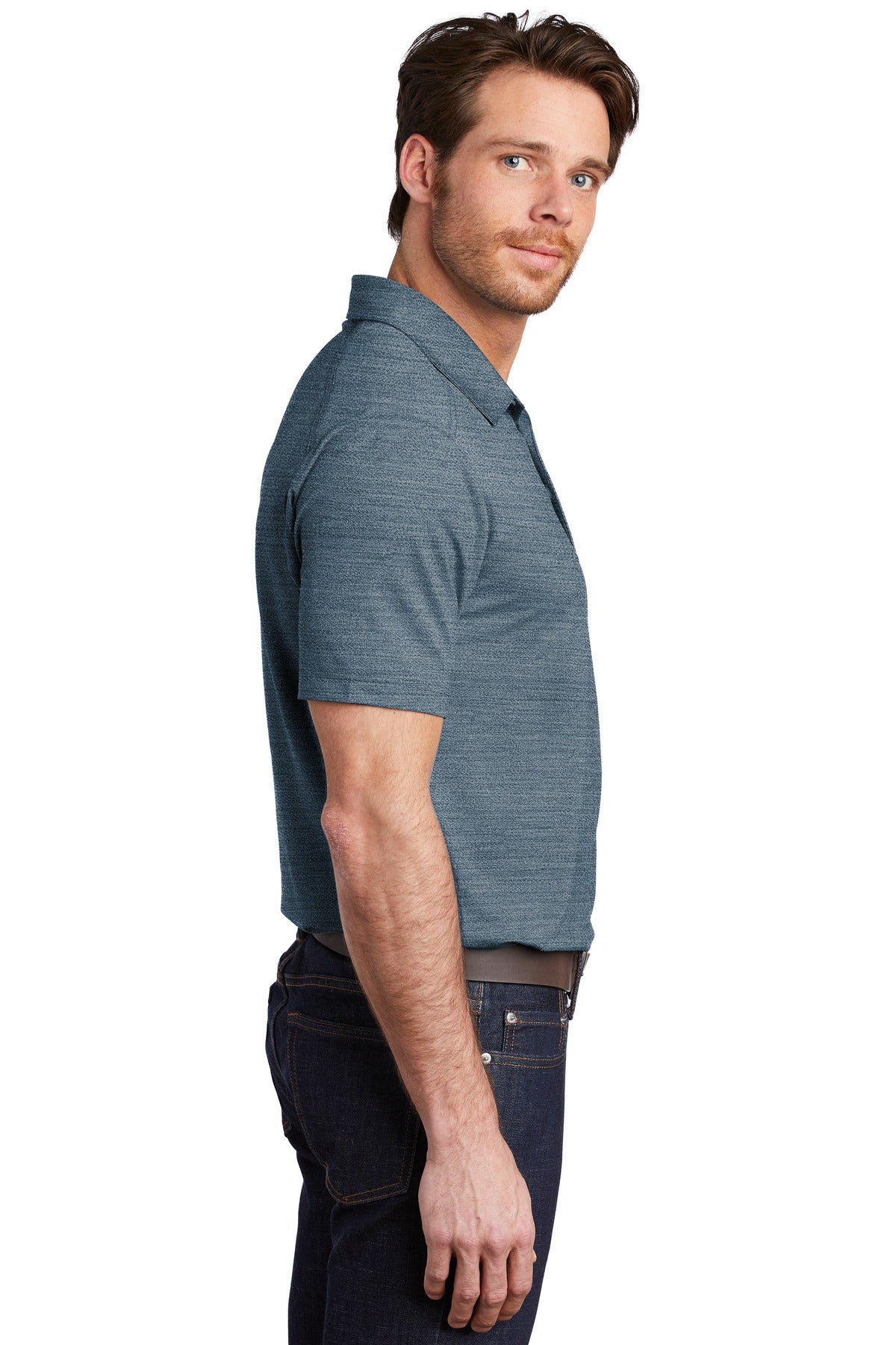 Reg Bl/Gsty Gy Port Authority Stretch Heather Polo K583