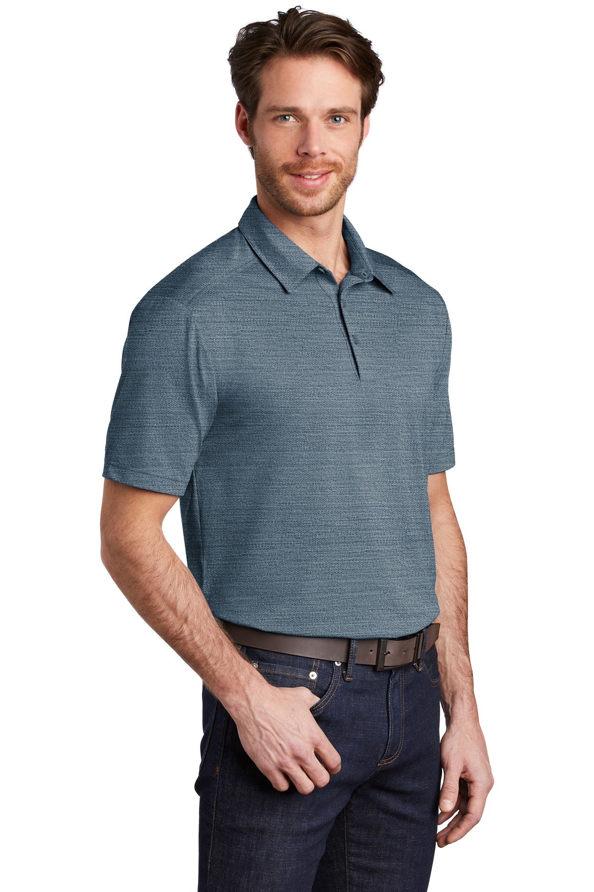 Reg Bl/Gsty Gy Port Authority Stretch Heather Polo K583