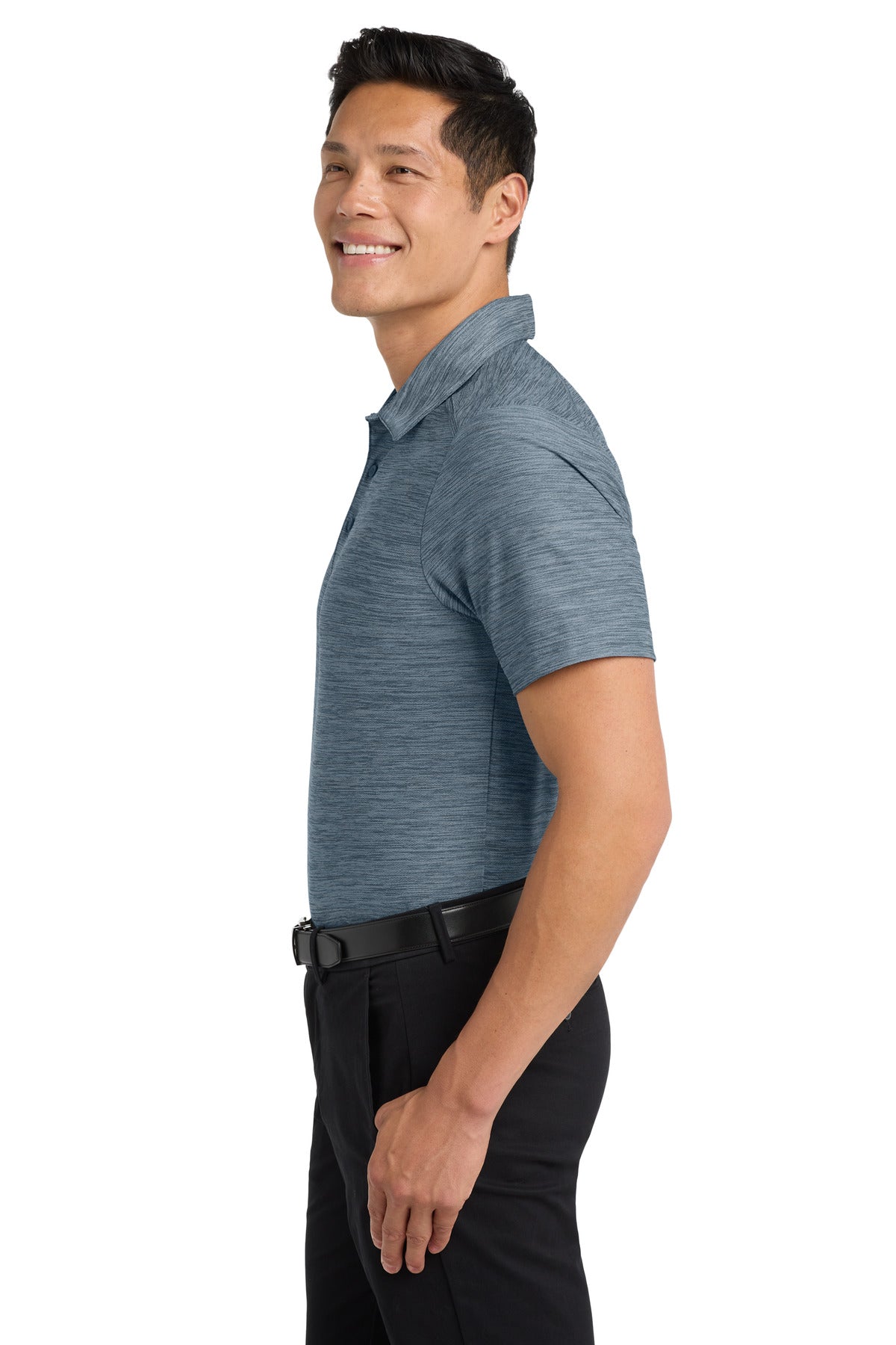 Reg Bl/Gsty Gy Port Authority Stretch Heather Polo K583