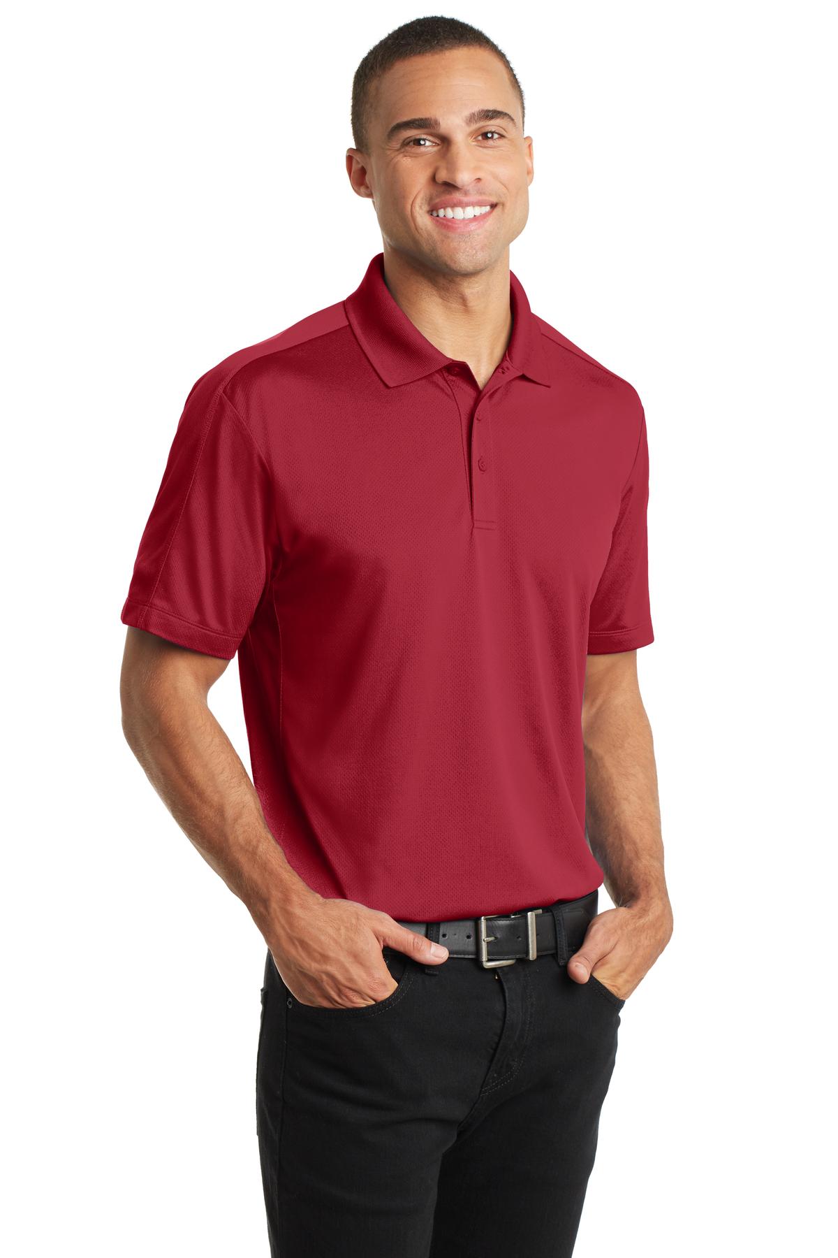 Rich Red Port Authority Diamond Jacquard Polo. K569