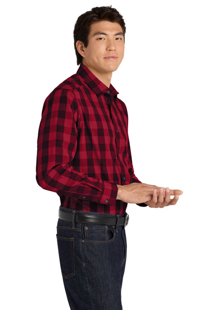 Rich Red Port Authority Everyday Plaid Shirt. W670