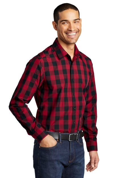 Rich Red Port Authority Everyday Plaid Shirt. W670