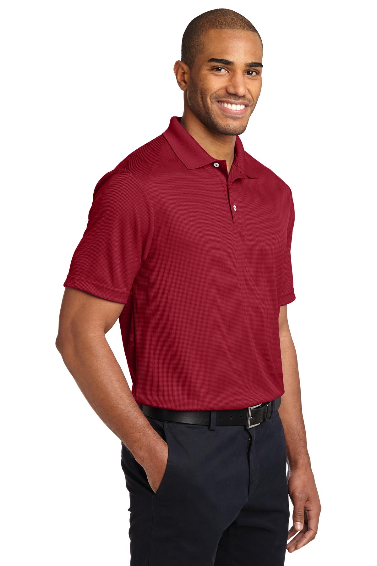 Rich Red Port Authority Performance Fine Jacquard Polo. K528