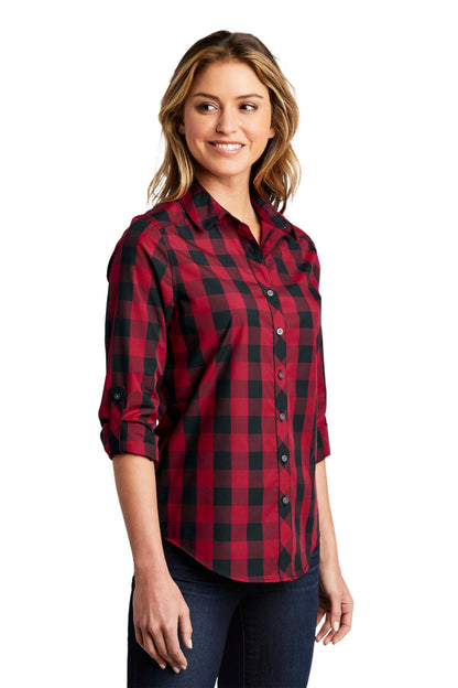 Rich Red Port Authority Women's Everyday Plaid Shirt. LW670
