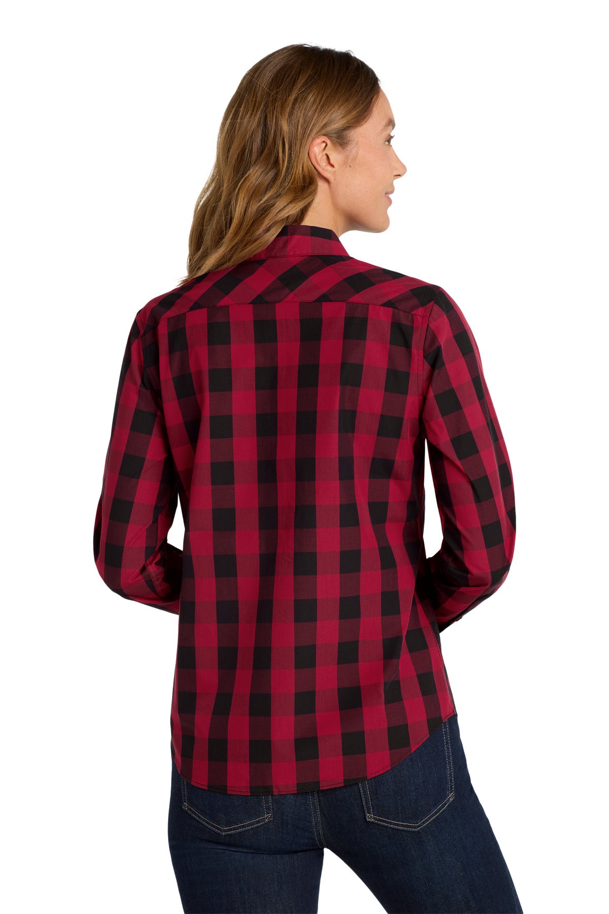 Rich Red Port Authority Women's Everyday Plaid Shirt. LW670