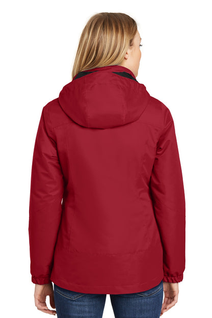 Rich Red/Black Port Authority Women's Vortex Waterproof 3-in-1 Jacket. L332