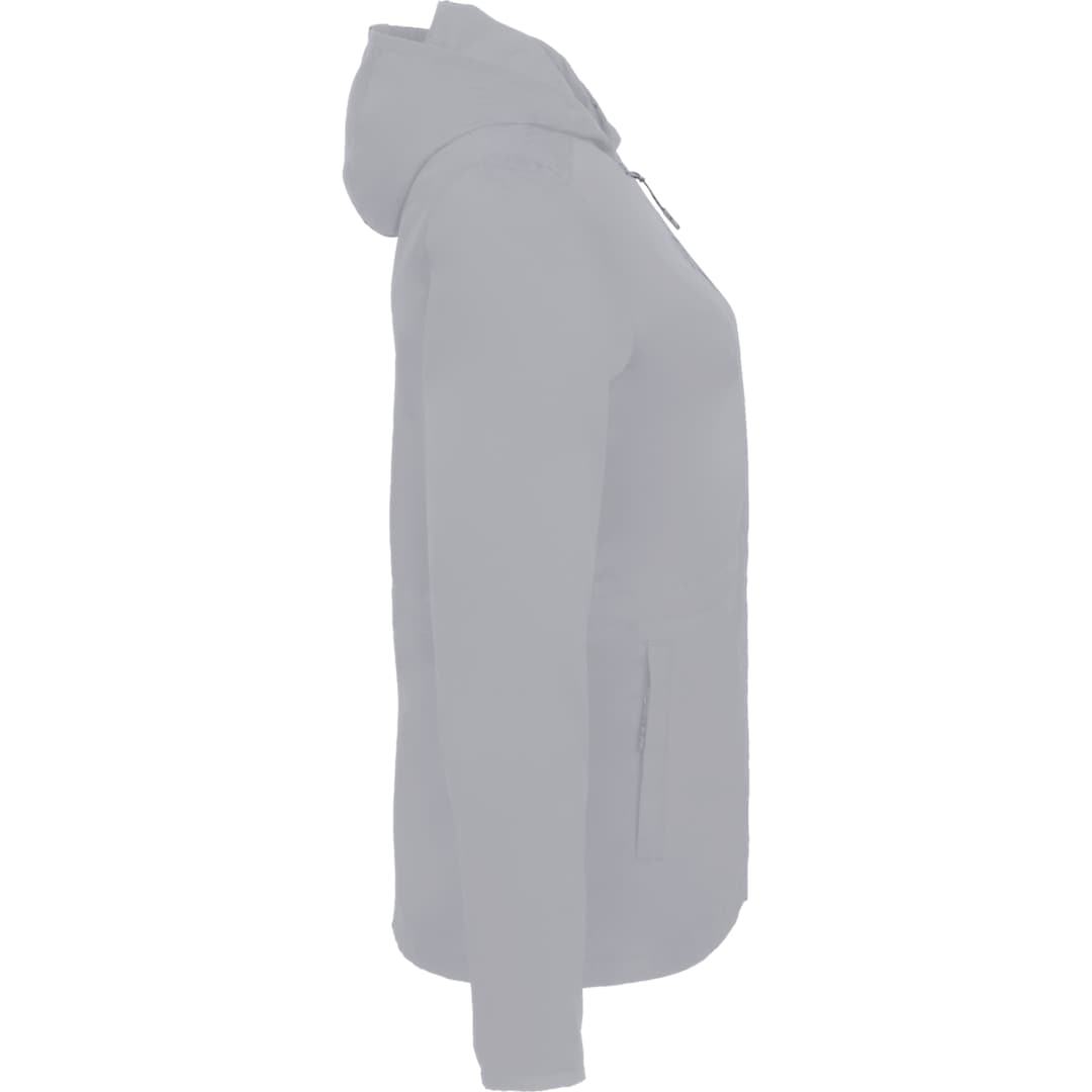 Right View of Grey ANETO Lightweight Packable Jacket - Women's plain