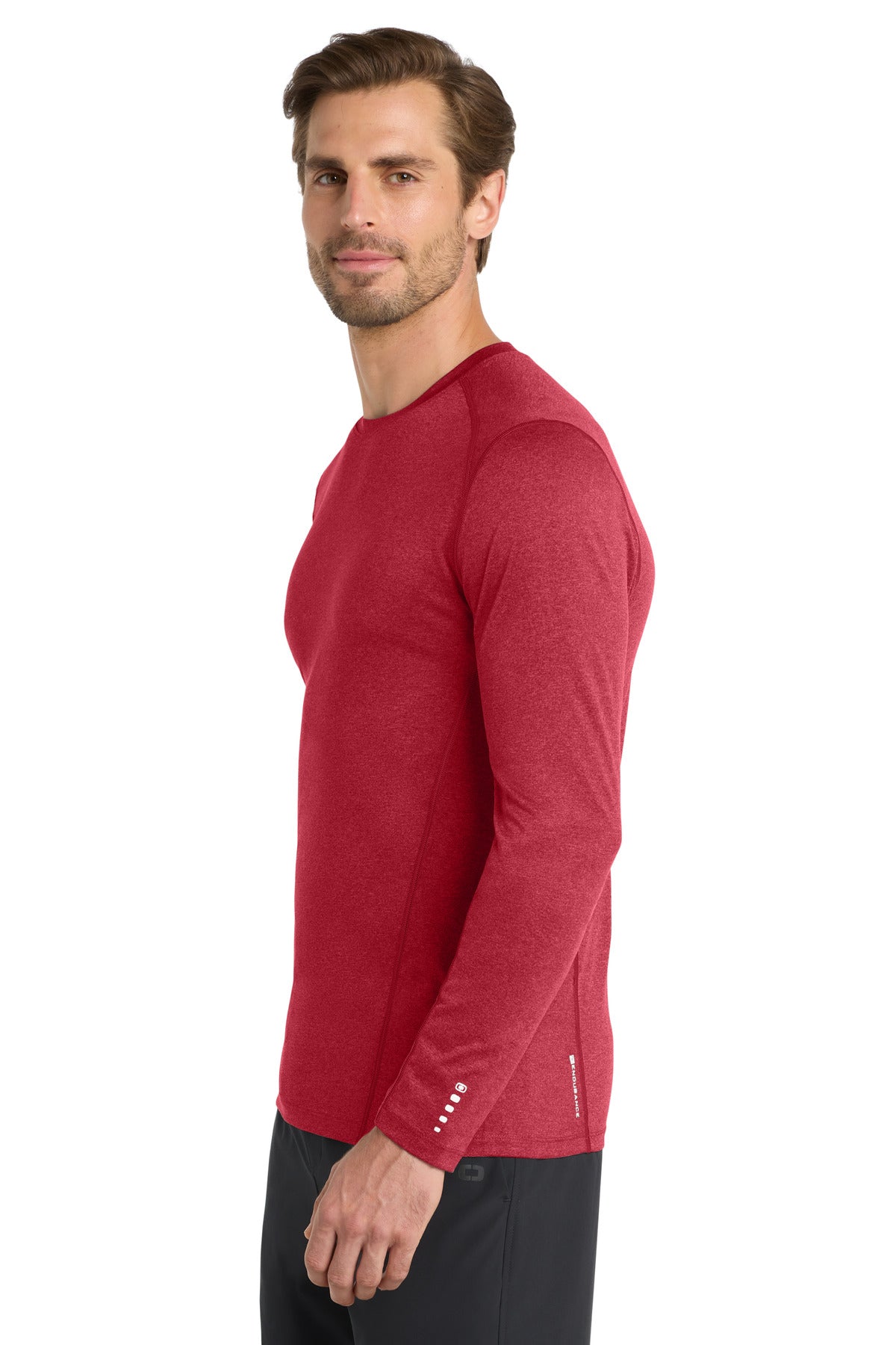 Ripped Red OGIO Long Sleeve Pulse Crew. OE321