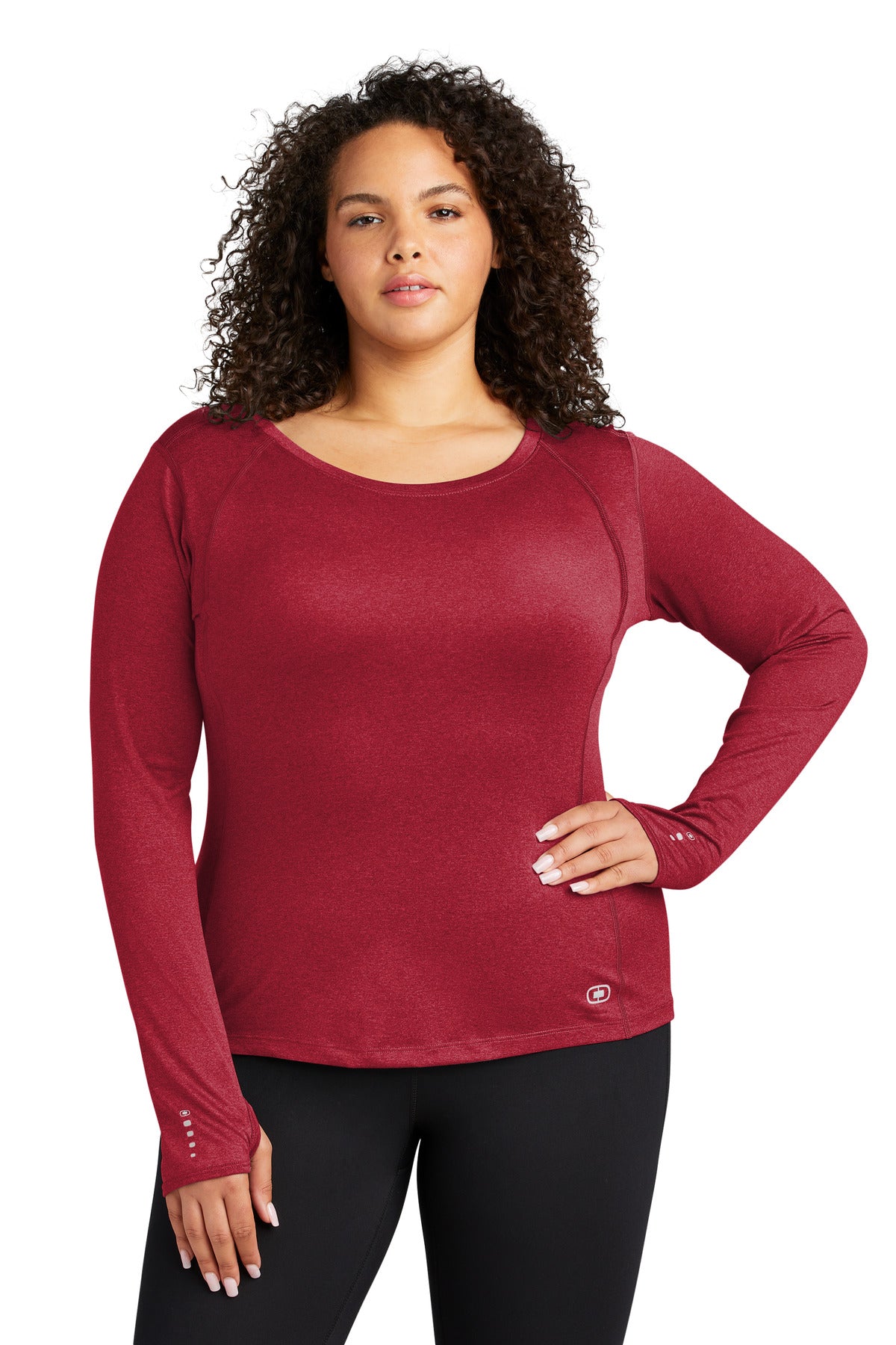 Ripped Red OGIO Women's Long Sleeve Pulse Crew. LOE321
