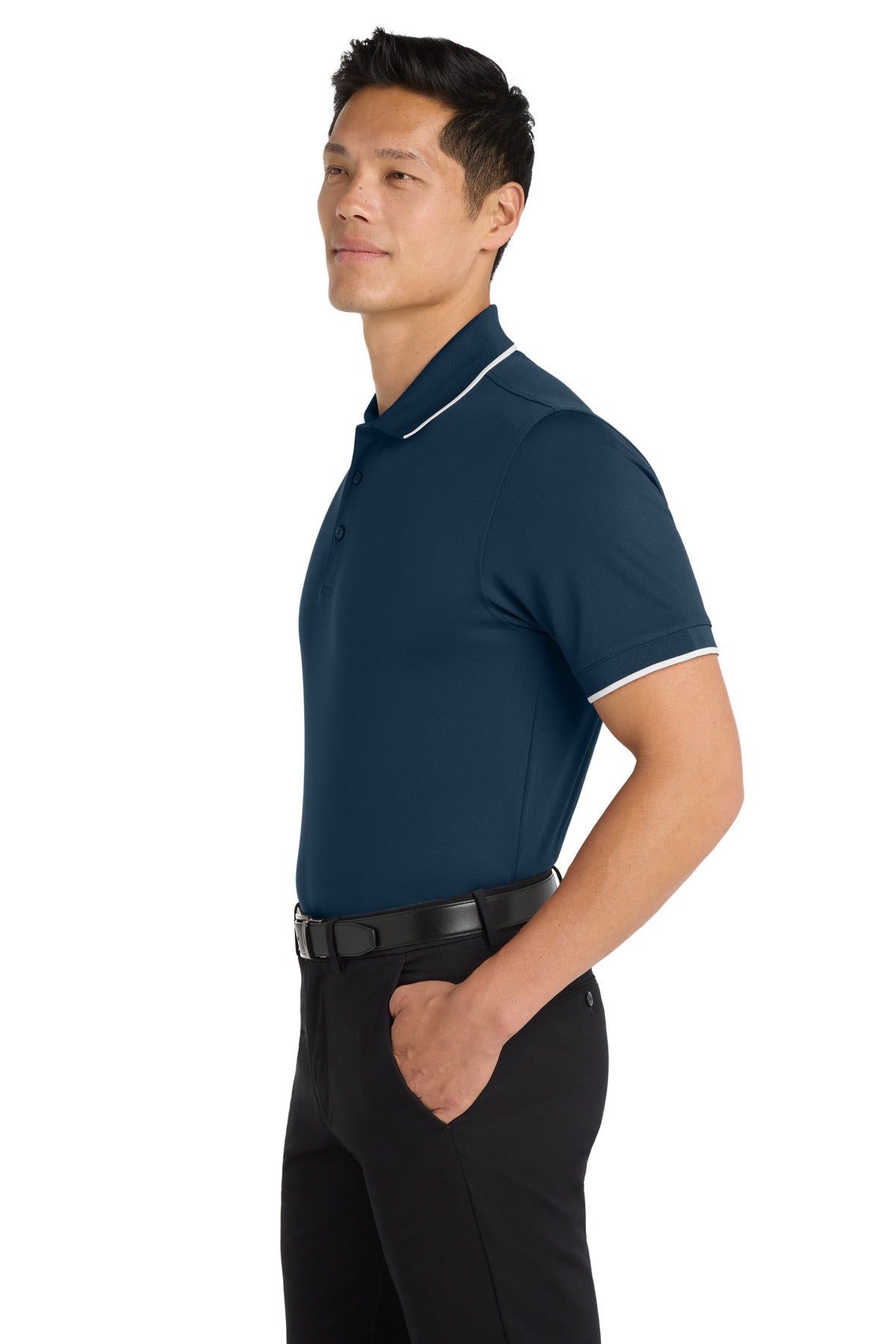 River Bl Ny/Wh Port Authority Dry Zone UV Micro-Mesh Tipped Polo. K111