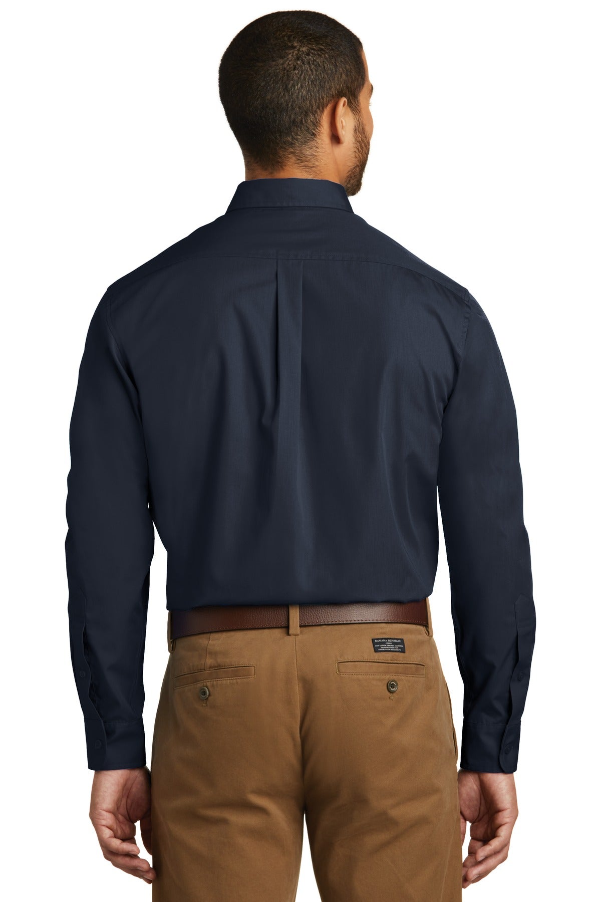 River Blue Nvy Port Authority Long Sleeve Carefree Poplin Shirt. W100