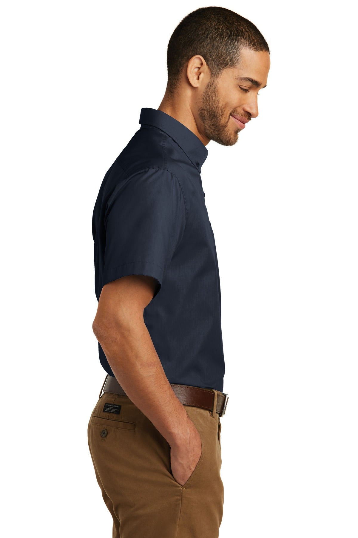River Blue Nvy Port Authority Short Sleeve Carefree Poplin Shirt. W101