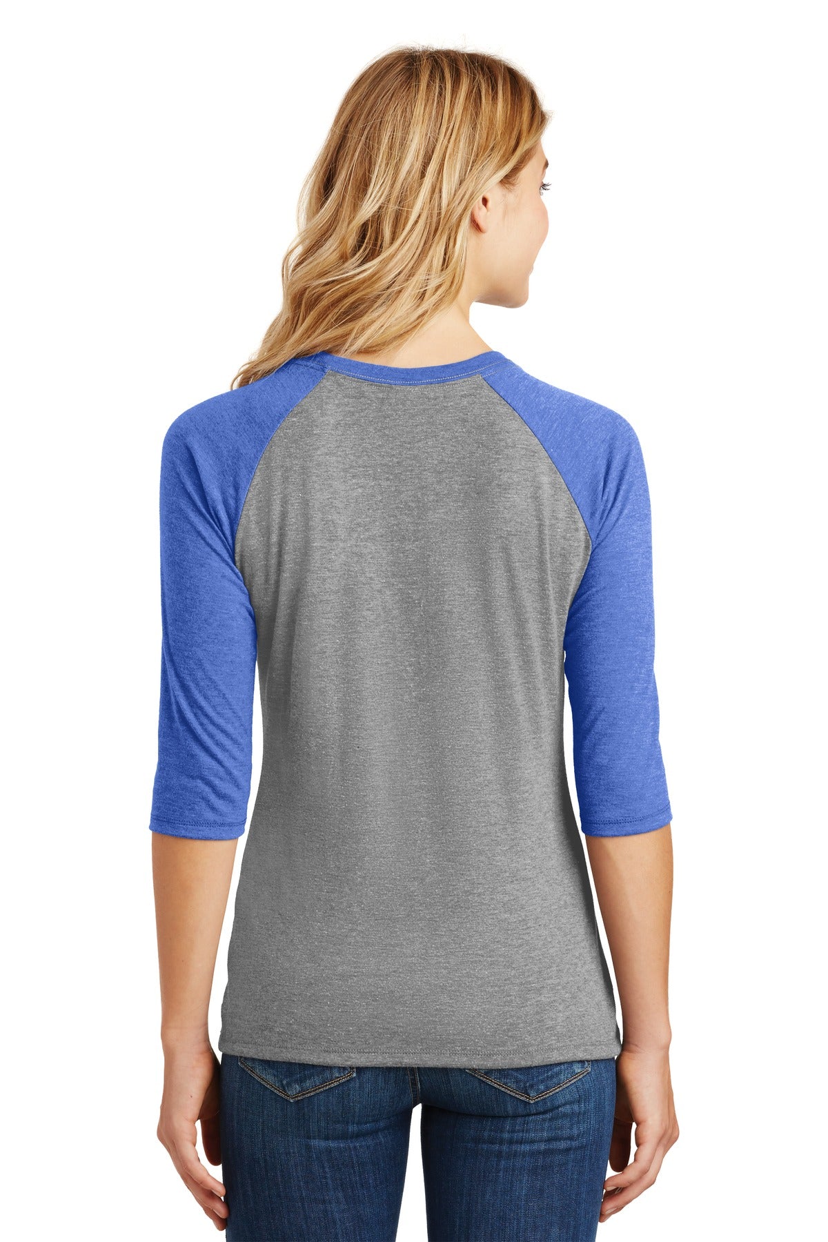 Royal Fr/Gy Fr District Women's Perfect Tri 3/4-Sleeve Raglan. DM136L