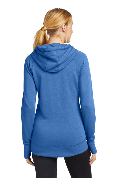 Royal Heather New Era Women's Tri-Blend Fleece Pullover Hoodie. LNEA510