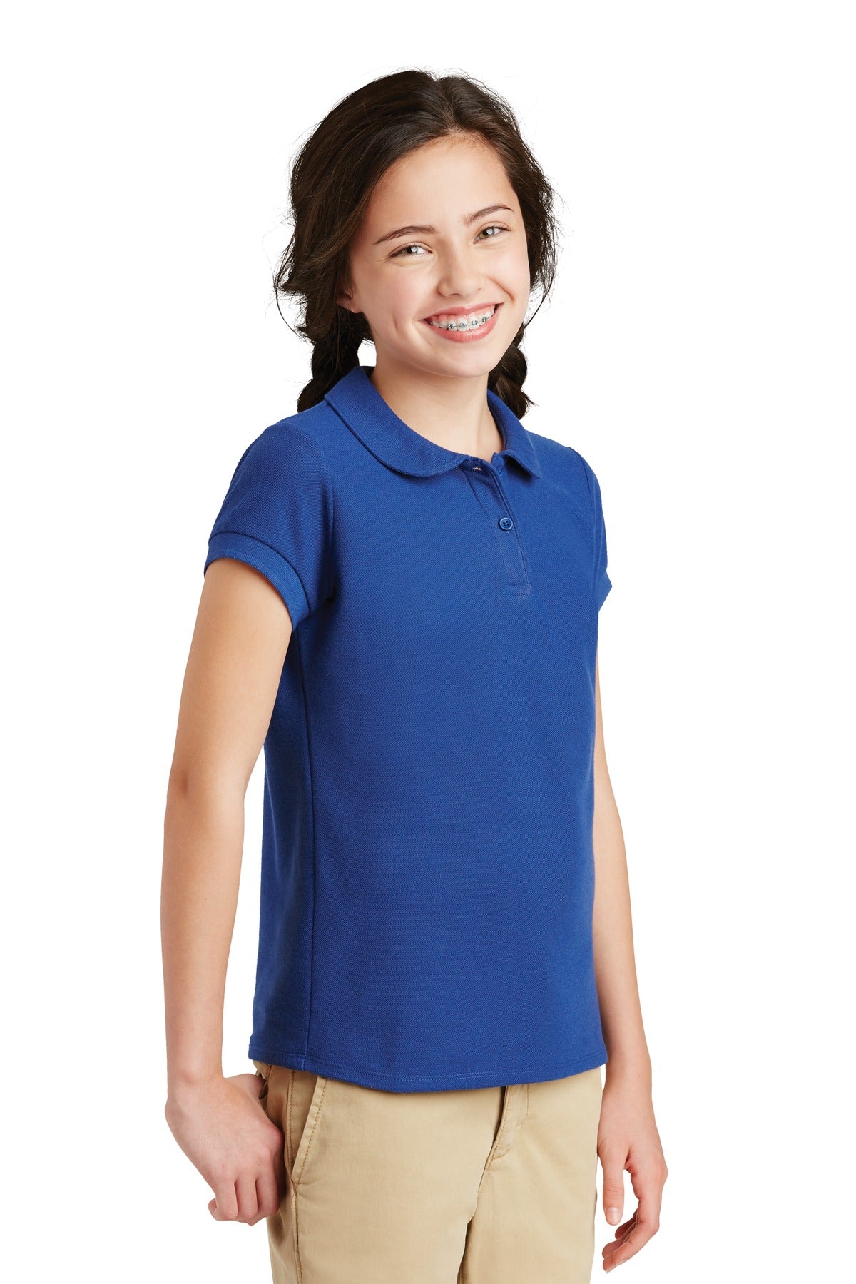 Royal Port Authority Girls Silk Touch Peter Pan Collar Polo. YG503