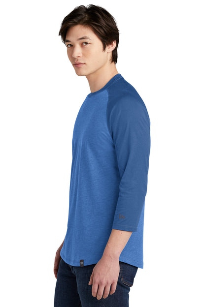 Royal/Royal He New Era Heritage Blend 3/4-Sleeve Baseball Raglan Tee. NEA104