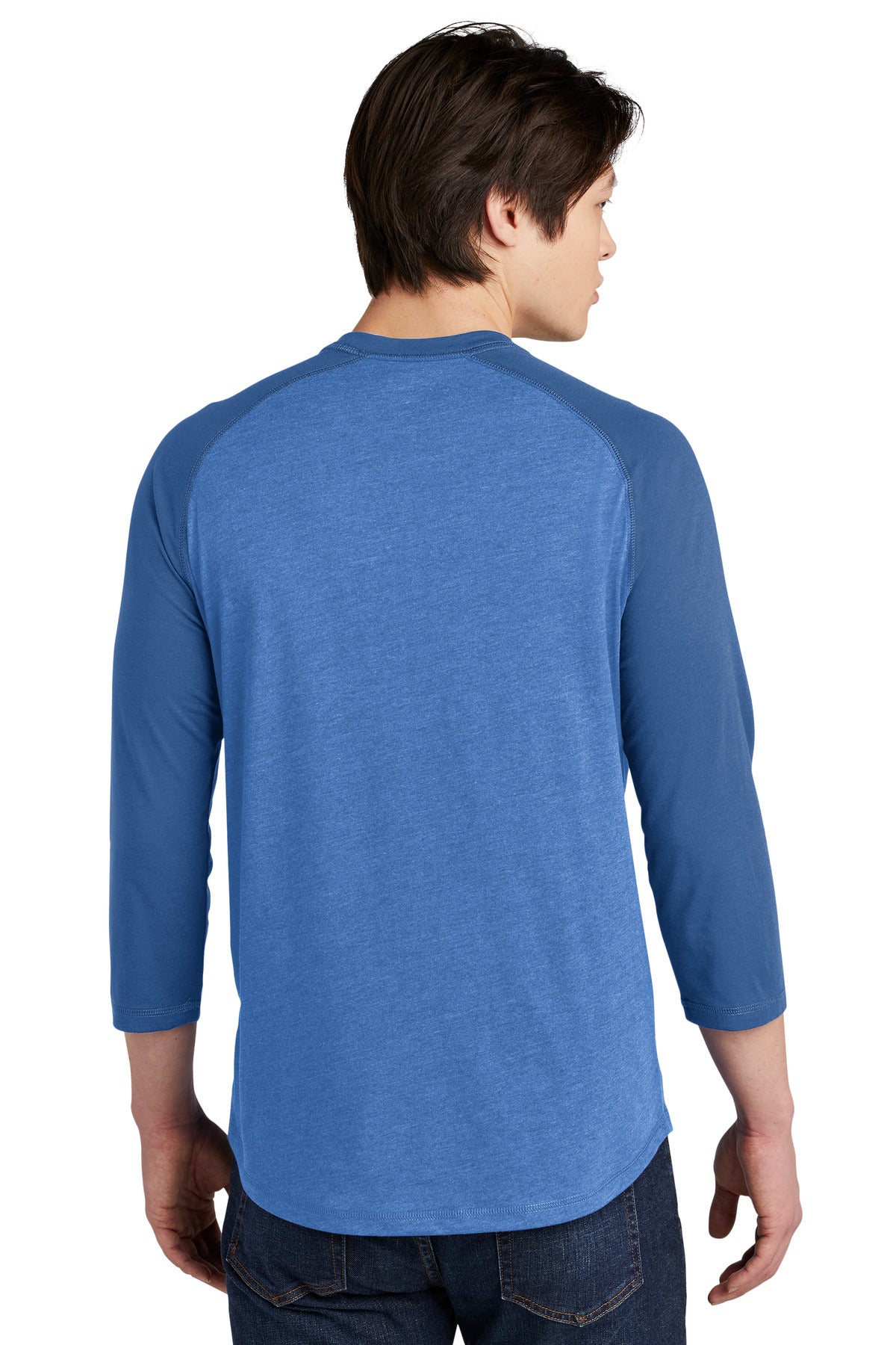 Royal/Royal He New Era Heritage Blend 3/4-Sleeve Baseball Raglan Tee. NEA104