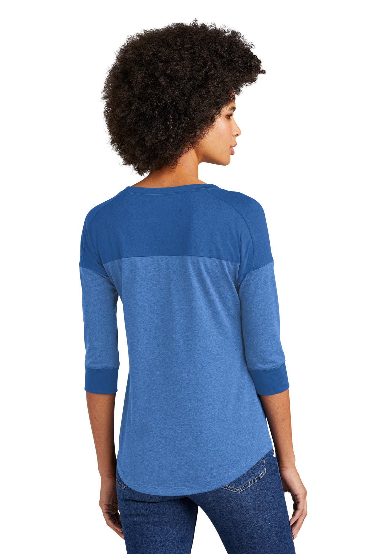 Royal/Royal He New Era Women's Heritage Blend 3/4-Sleeve Baseball Raglan Tee. LNEA104