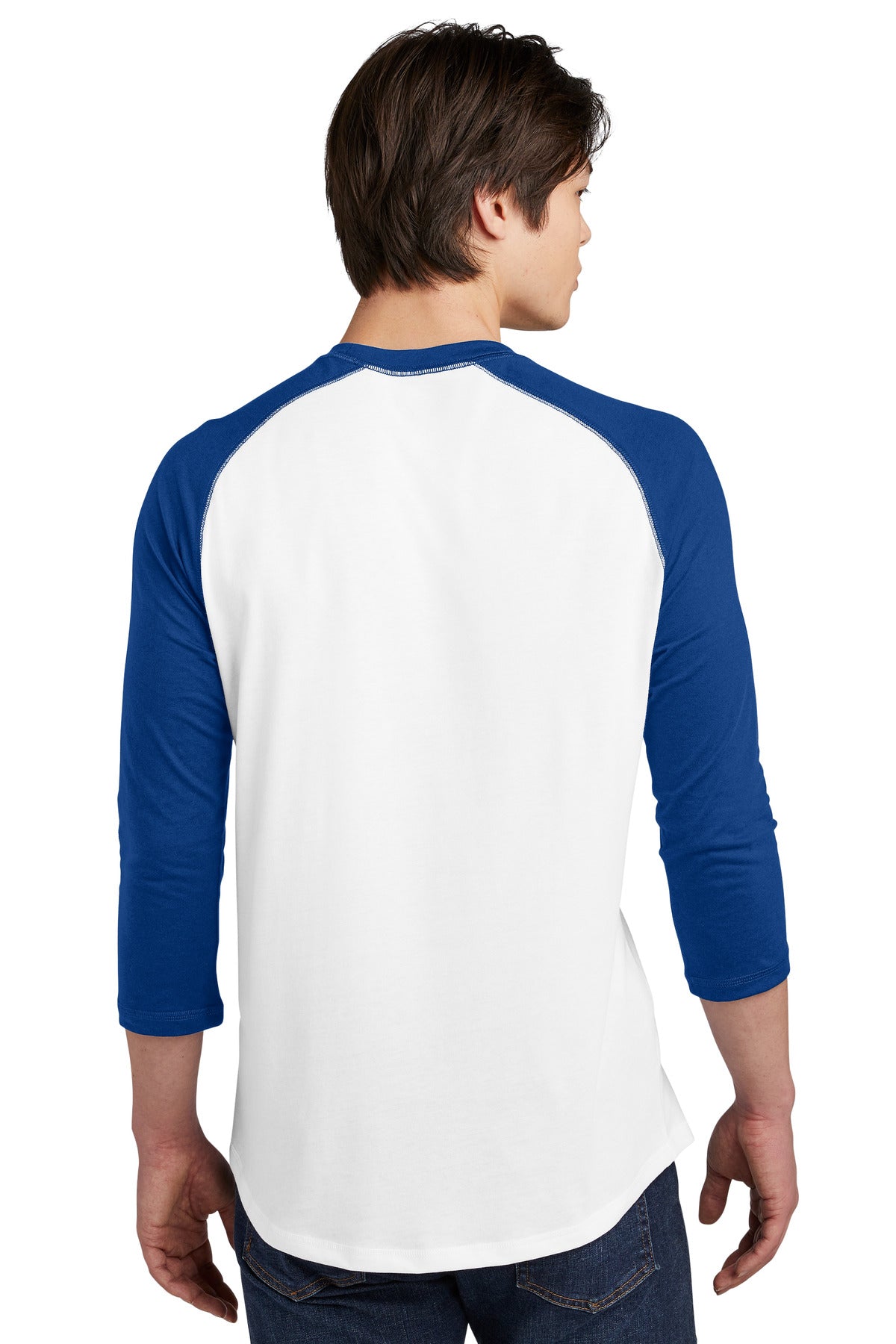 Royal/White New Era Heritage Blend 3/4-Sleeve Baseball Raglan Tee. NEA104