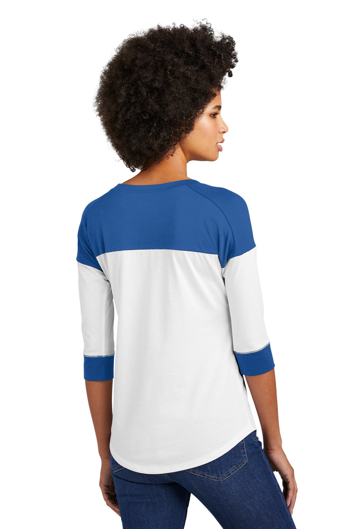 Royal/White New Era Women's Heritage Blend 3/4-Sleeve Baseball Raglan Tee. LNEA104