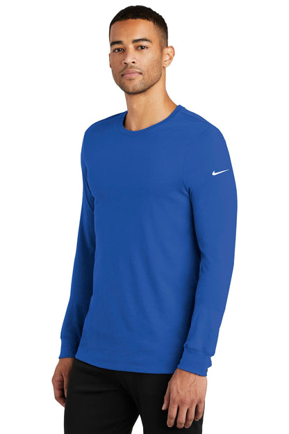 Rush Blue Nike Dri-FIT Cotton/Poly Long Sleeve Tee. NKBQ5230