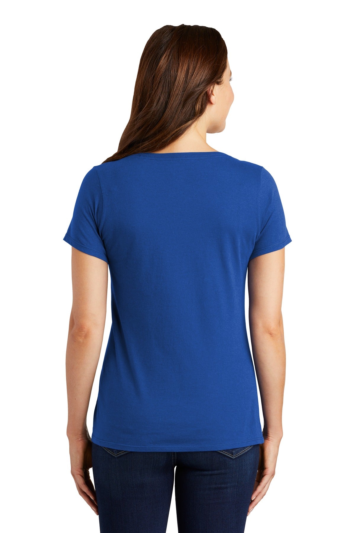 Rush Blue Nike Women's Dri-FIT Cotton/Poly Scoop Neck Tee. NKBQ5234