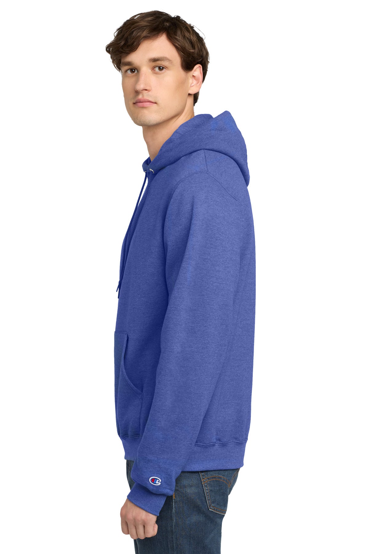 RylBluHthr Champion Powerblend Pullover Hoodie. S700