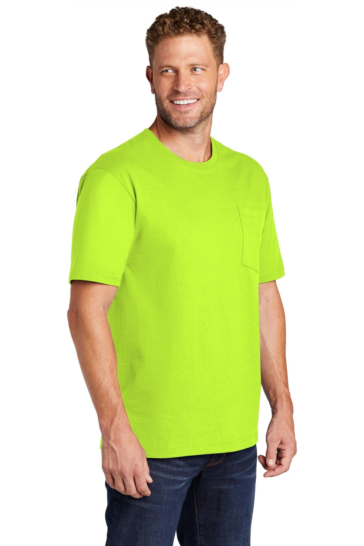 Safety Green CornerStone Workwear Pocket Tee CS430