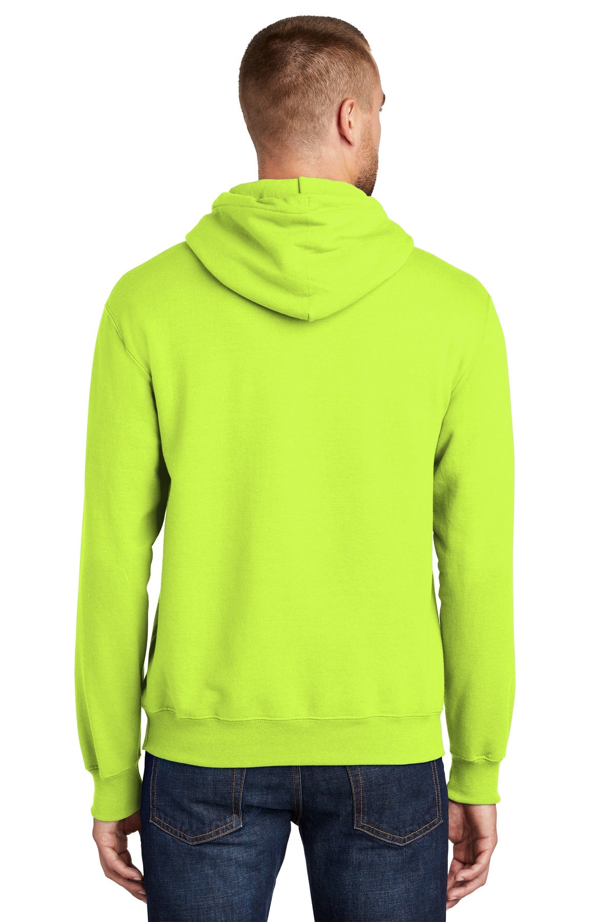 Safety Green Port & Company Tall Essential Fleece Pullover Hooded Sweatshirt. PC90HT
